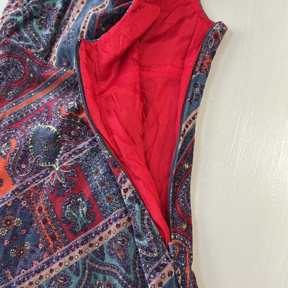Ralph Lauren Velvet Patchwork Paisley Print Dress
